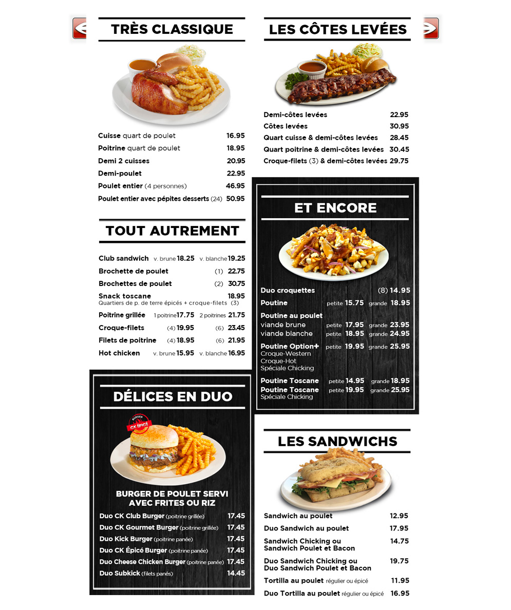Chicking Menu