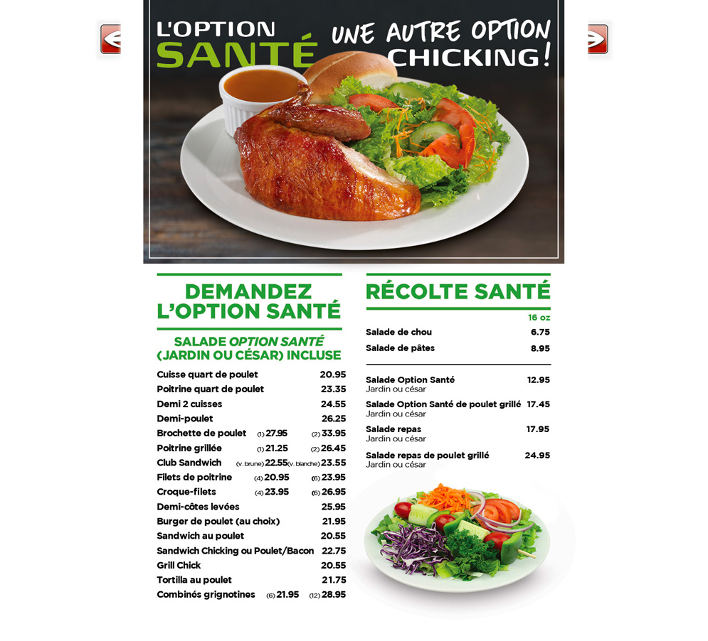 Chicking Menu